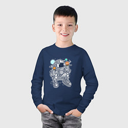Лонгслив хлопковый детский Космонавт-сладкоежка, цвет: тёмно-синий — фото 2