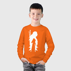Лонгслив хлопковый детский Силуэт Ведьмака, цвет: оранжевый — фото 2