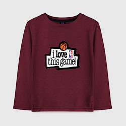 Лонгслив хлопковый детский Basketball: I love this game, цвет: меланж-бордовый