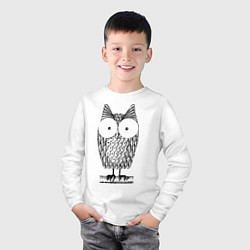 Лонгслив хлопковый детский Owl grafic, цвет: белый — фото 2