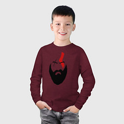 Лонгслив хлопковый детский God of War: Kratos Face, цвет: меланж-бордовый — фото 2