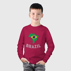 Лонгслив хлопковый детский Brazil Country, цвет: маджента — фото 2
