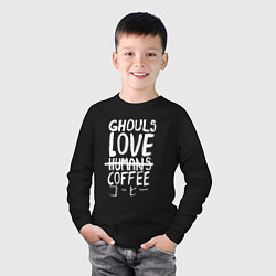 Лонгслив хлопковый детский Ghouls Love Coffee, цвет: черный — фото 2