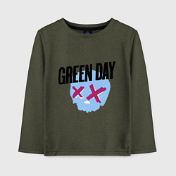 Лонгслив хлопковый детский Green Day: Dead Skull, цвет: меланж-хаки