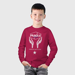 Лонгслив хлопковый детский Fragile Express, цвет: маджента — фото 2