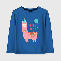 Лонгслив хлопковый детский Party Llama, цвет: синий