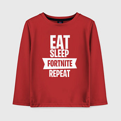 Лонгслив хлопковый детский Eat Sleep Fortnite Repeat, цвет: красный