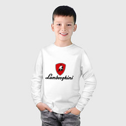 Лонгслив хлопковый детский Logo lamborghini, цвет: белый — фото 2