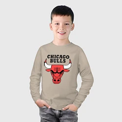 Лонгслив хлопковый детский Chicago Bulls, цвет: миндальный — фото 2