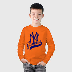 Лонгслив хлопковый детский NY - Yankees, цвет: оранжевый — фото 2