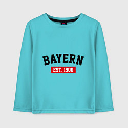 Лонгслив хлопковый детский FC Bayern Est. 1900, цвет: бирюзовый