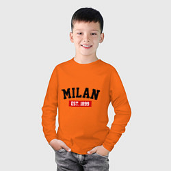 Лонгслив хлопковый детский FC Milan Est. 1899, цвет: оранжевый — фото 2