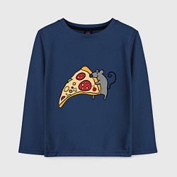 Лонгслив хлопковый детский Кусочек пиццы парная, цвет: тёмно-синий