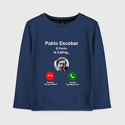 Лонгслив хлопковый детский Escobar is calling, цвет: тёмно-синий