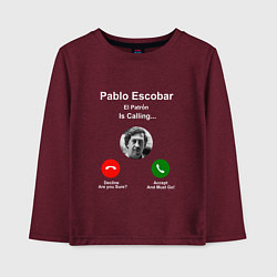 Лонгслив хлопковый детский Escobar is calling, цвет: меланж-бордовый