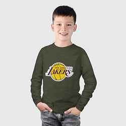 Лонгслив хлопковый детский LA Lakers, цвет: меланж-хаки — фото 2