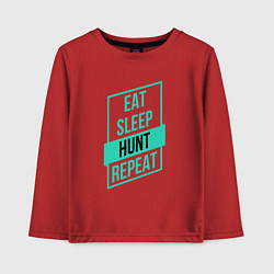 Лонгслив хлопковый детский Eat, Sleep, Hunt, Repeat, цвет: красный