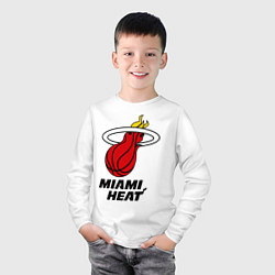 Лонгслив хлопковый детский Miami Heat-logo, цвет: белый — фото 2