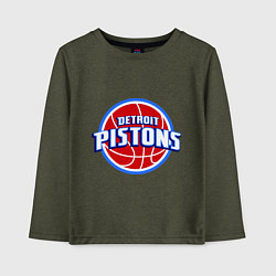 Лонгслив хлопковый детский Detroit Pistons - logo, цвет: меланж-хаки