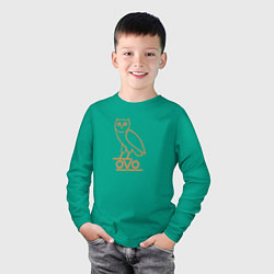 Лонгслив хлопковый детский OVO Owl, цвет: зеленый — фото 2