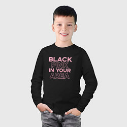 Лонгслив хлопковый детский Black Pink in youe area, цвет: черный — фото 2