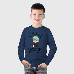 Лонгслив хлопковый детский Chill Yoongi, цвет: тёмно-синий — фото 2