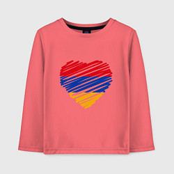 Лонгслив хлопковый детский Сердце Армении, цвет: коралловый