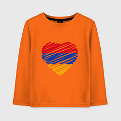 Лонгслив хлопковый детский Сердце Армении, цвет: оранжевый