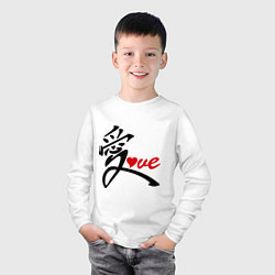 Лонгслив хлопковый детский Китайский символ любви (love), цвет: белый — фото 2