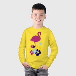 Лонгслив хлопковый детский Фиолетовый фламинго, цвет: желтый — фото 2