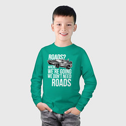 Лонгслив хлопковый детский We don't need roads, цвет: зеленый — фото 2