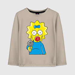 Лонгслив хлопковый детский Мэгги с револьвером, цвет: миндальный