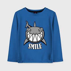 Лонгслив хлопковый детский Shark Smile, цвет: синий