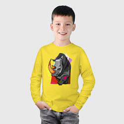 Лонгслив хлопковый детский Носорог, цвет: желтый — фото 2