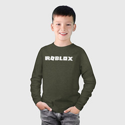 Лонгслив хлопковый детский Roblox Logo, цвет: меланж-хаки — фото 2