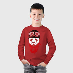 Лонгслив хлопковый детский Панда байкер, цвет: красный — фото 2
