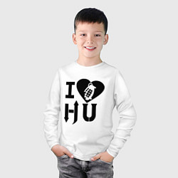 Лонгслив хлопковый детский I love HU, цвет: белый — фото 2