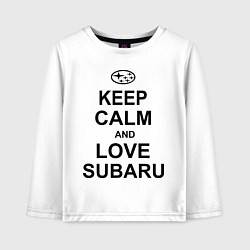 Лонгслив хлопковый детский Keep Calm & Love Subaru, цвет: белый