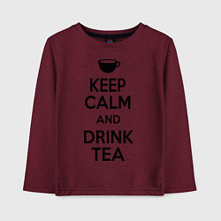 Лонгслив хлопковый детский Keep Calm & Drink Tea, цвет: меланж-бордовый
