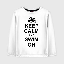 Лонгслив хлопковый детский Keep Calm & Swim On, цвет: белый