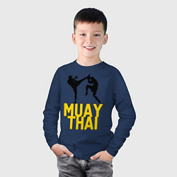 Лонгслив хлопковый детский Muay Thai, цвет: тёмно-синий — фото 2