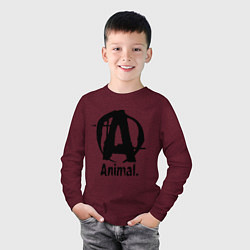 Лонгслив хлопковый детский Animal Logo, цвет: меланж-бордовый — фото 2