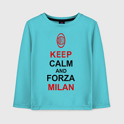 Лонгслив хлопковый детский Keep Calm & Forza Milan, цвет: бирюзовый