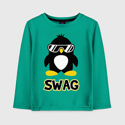 Лонгслив хлопковый детский SWAG Penguin, цвет: зеленый
