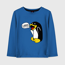 Лонгслив хлопковый детский Пингвин: Linux, цвет: синий