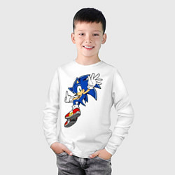 Лонгслив хлопковый детский Sonic, цвет: белый — фото 2