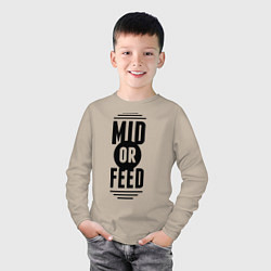 Лонгслив хлопковый детский Mid or feed, цвет: миндальный — фото 2