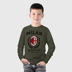 Лонгслив хлопковый детский Milan: I Rossoneri, цвет: меланж-хаки — фото 2