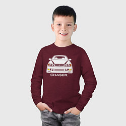 Лонгслив хлопковый детский Toyota Chaser JZX100, цвет: меланж-бордовый — фото 2