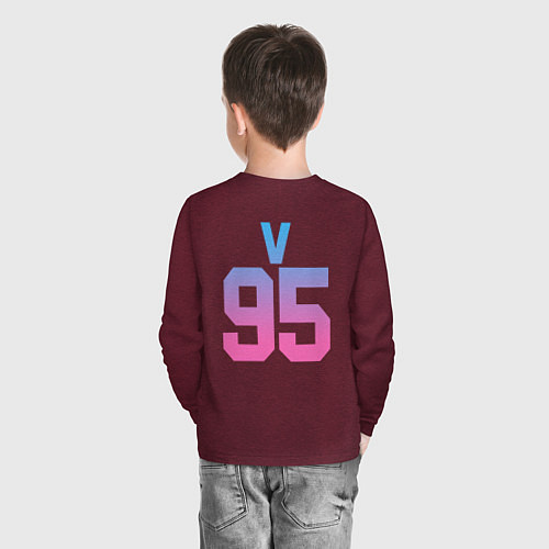 Детский лонгслив BTS: Neon V / Меланж-бордовый – фото 4